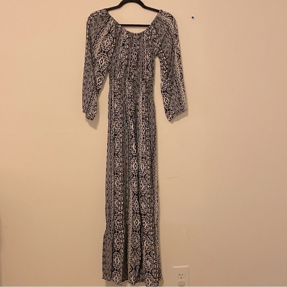 One Size Feminine Flowy Aztec print Maxi Dress